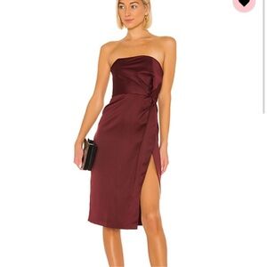 NBD Taliyah Strapless Burgundy Dress